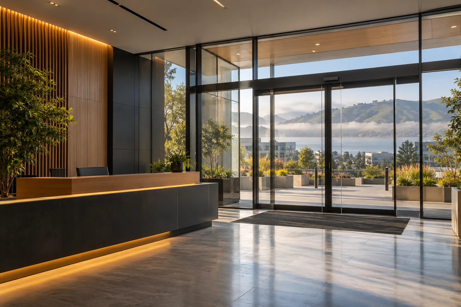 Office entry with visitor check-in in South San Francisco